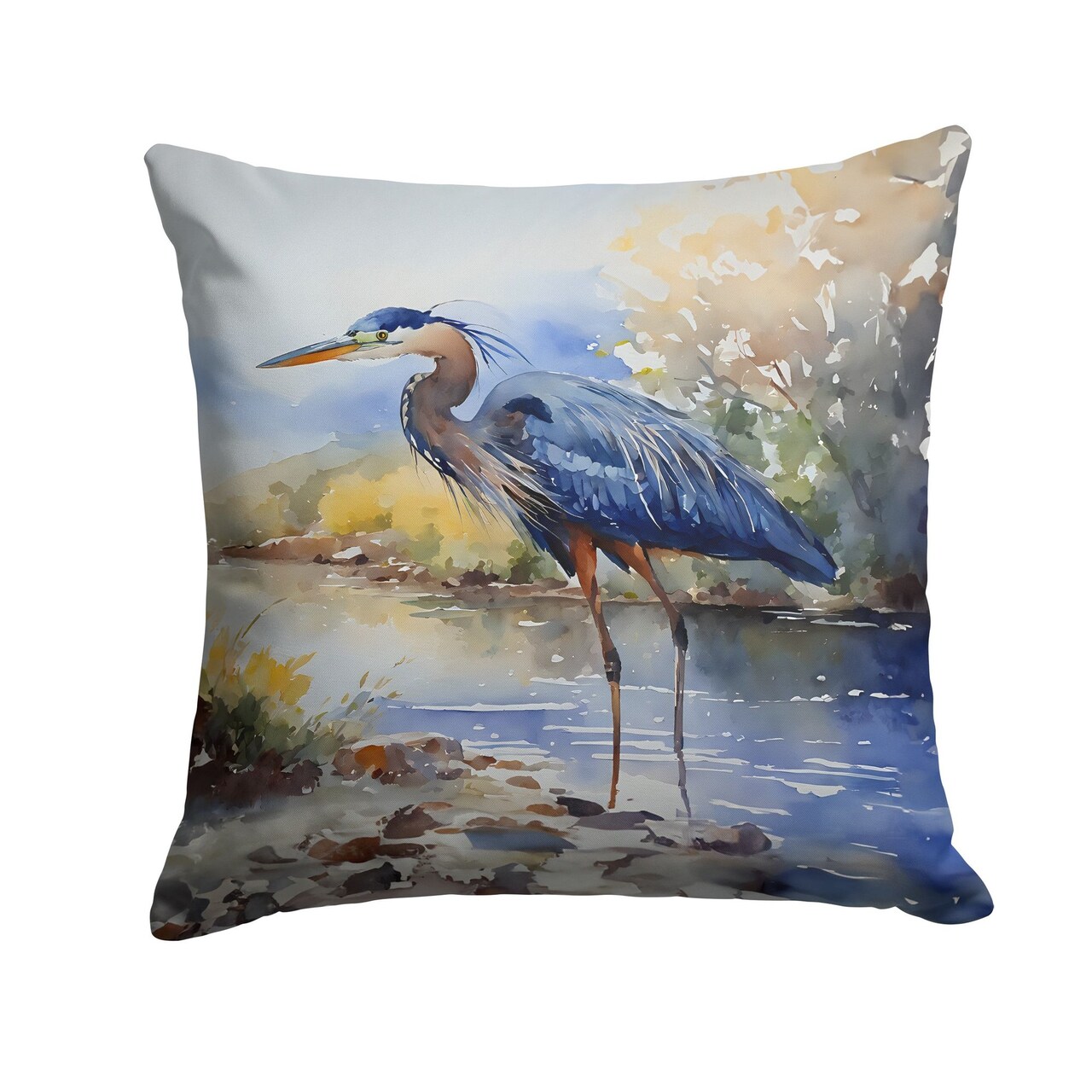 Edge Collections - 14" X 14" - Blue - Pillow Throw Washable Heron Machine - 1 Piece